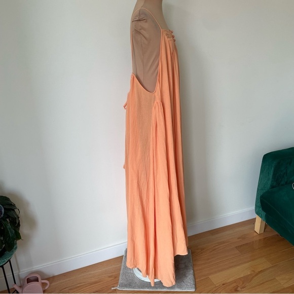 Free People Endless Summer Peach Orange Cotton Mancora Maxi Dress EUC Size Small - Picture 6 of 11